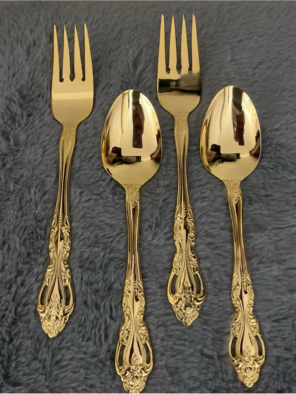 Reed & Barton Select  Gold Electroplate Rose Silverware Flatware 4 pieces